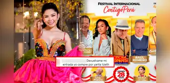 Usuarios reclaman ante cambio de Yarita Lizeth por grupo colombiano en festival: "Devuélvanme mi entrada" Usuarios reclaman ante cambio de Yarita Lizeth por grupo colombiano en festival: "Devuélvanme mi entrada"