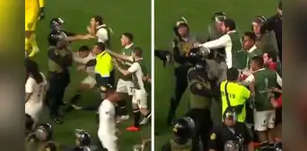 Rodrigo Ureña y Saravia agredieron a policías en medio de la pelea con jugadores de Corinthians Rodrigo Ureña y Saravia agredieron a policías en medio de la pelea con jugadores de Corinthians