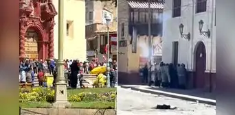 Protestas en Perú: Policía lanza bombas lacrimógenas a manifestantes en Huancavelica Protestas en Perú: Policía lanza bombas lacrimógenas a manifestantes en Huancavelica