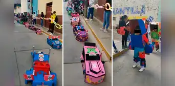 “Parece Cusco": decenas de niños encantan al desfilar disfrazados de Transformers en La Libertad