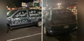 Mujer raya auto y expone a su pareja al enterarse de que tenía esposa: “Eras casado”