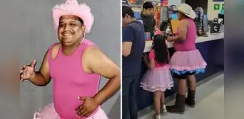 Padre asiste a estreno de 'Barbie' vestido de rosa con su hija y recibe elogios: “Hermoso gesto” Padre asiste a estreno de 'Barbie' vestido de rosa con su hija y recibe elogios: “Hermoso gesto”