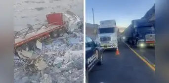 Trailer cae a barranco tras impactar con otros 2 vehículos en el ingreso de Arequipa Trailer cae a barranco tras impactar con otros 2 vehículos en el ingreso de Arequipa