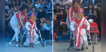 Fiestas Patrias: aplauden gesto de mujer que ayudó a su hijo durante su participación en el colegio Fiestas Patrias: aplauden gesto de mujer que ayudó a su hijo durante su participación en el colegio