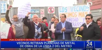 San Luis: Vecinos protestan para retirar planchas de metal de la Línea 2 del Metro San Luis: Vecinos protestan para retirar planchas de metal de la Línea 2 del Metro