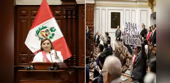 Congresistas de izquierda mostraron pancartas contra Dina Boluarte a su ingreso al Hemiciclo Congresistas de izquierda mostraron pancartas contra Dina Boluarte a su ingreso al Hemiciclo