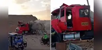 Así se vio la explosión de camión cisterna que dejó 2 heridos en Arequipa Así se vio la explosión de camión cisterna que dejó 2 heridos en Arequipa