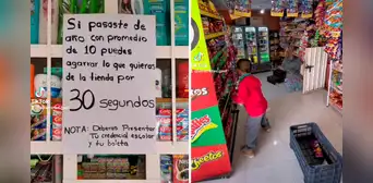 Tienda recompensa a escolares con buenas notas y les da 30 segundos para llevarse lo que quieran gratis