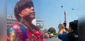 Trapecista del Circo de la Chola Chabuca desafía la muerte al caminar sobre cable a gran altura, sin protección
