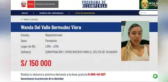 Mininter ofrece S/150.000 por ubicación de Wanda del Valle, tras amenazas de muerte a coronel PNP