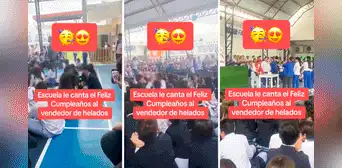 Escolares le cantan ‘Happy birthday’ a vendedor de helados que trabaja años afuera de su colegio Escolares le cantan ‘Happy birthday’ a vendedor de helados que trabaja años afuera de su colegio