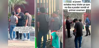 Madre pide llorando que dejen ingresar a su hijo que llegó tarde al examen de la UNI