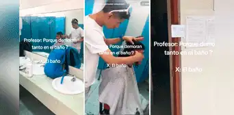 Joven convierte el baño de su universidad en barbería al paso: “A S/10 el corte” Joven convierte el baño de su universidad en barbería al paso: “A S/10 el corte”