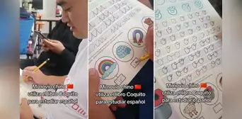 Joven chino practica su español con libro 'Coquito' y se vuelve viral en redes: “Se está esforzando”
