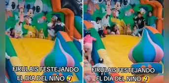 Perrito sorprende al divertirse en juego inflable y usuarios reaccionan: “Feliz Día del Niño”