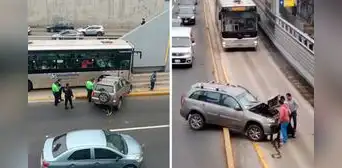 Miraflores: auto impactó contra bus del Metropolitano en estación Ricardo Palma