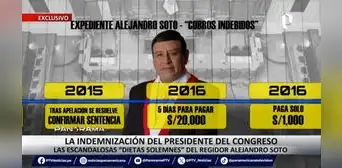 Alejandro Soto no pagó indemnización por más de S/20.000 al Estado Alejandro Soto no pagó indemnización por más de S/20.000 al Estado