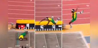 Atleta jamaiquino comete terrible blooper con insólito 'clavado' en Mundial de Atletismo Atleta jamaiquino comete terrible blooper con insólito 'clavado' en Mundial de Atletismo