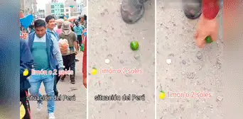 Hombre prefiere recoger un limón antes que una moneda que encontró en el piso de mercado Hombre prefiere recoger un limón antes que una moneda que encontró en el piso de mercado