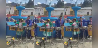 Adulta mayor se luce tocando la batería junto a una banda: “Se pasó de timbalera”