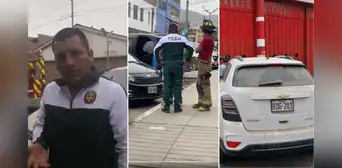 Policía agrede a bombero que le exigió que mueva su auto mal estacionado en puerta de estación
