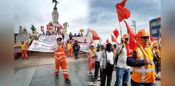 Protesta nacional de obreros de construcción civil: gremios de regiones exigen aumento salarial Protesta nacional de obreros de construcción civil: gremios de regiones exigen aumento salarial