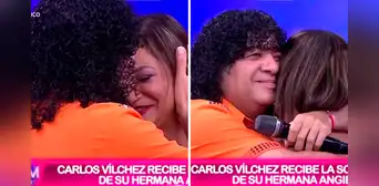 Carlos Vílchez recibe a su hermana en vivo y se quiebra: “Mi hermano mayor está en el cielo”
