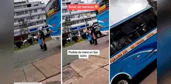 Cobrador se arrodilla frente a policía de tránsito en San Isidro para que no le ponga papeleta