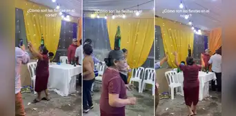 Adulta mayor sorprende bailando con botella en la cabeza en fiesta norteña: “¡Qué tal equilibrio!” Adulta mayor sorprende bailando con botella en la cabeza en fiesta norteña: “¡Qué tal equilibrio!”