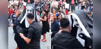 Captan a mujer disfrazada de ‘La monja’ bailando en parque Kennedy: “En Perú nunca te aburres”