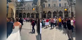 Pareja de peruanos se casa en centro de Lima y manifestantes apoyan su unión: "Palmas, compañeros" Pareja de peruanos se casa en centro de Lima y manifestantes apoyan su unión: "Palmas, compañeros"