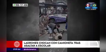 Rímac: ladrones chocan con camioneta durante su escape tras robarle a una escolar Rímac: ladrones chocan con camioneta durante su escape tras robarle a una escolar