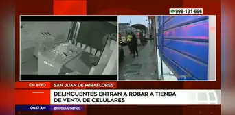 SJM: delincuentes roban tienda de celulares, pero se llevan equipos maqueta SJM: delincuentes roban tienda de celulares, pero se llevan equipos maqueta