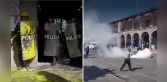Ayacucho: trabajadores CAS del Poder Judicial protestan y terminan enfrentándose a la Policía