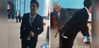 Exalumno llegó tarde a clase de reencuentro y su profesor lo 'castigó' Exalumno llegó tarde a clase de reencuentro y su profesor lo 'castigó'