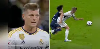 Kubo, jugador que tiró la camiseta de Perú, recibió fuerte patada de Kroos tras hacerle un 'caño' Kubo, jugador que tiró la camiseta de Perú, recibió fuerte patada de Kroos tras hacerle un 'caño'