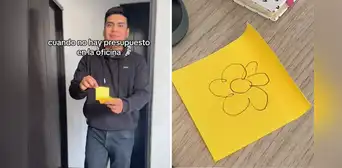 Joven dibuja flores en post-it amarillo y los regala a sus compañeras de trabajo: “Sobra la creatividad”