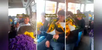 Sube a bus y se sorprende al ver a varios pasajeros con flores amarillas: “¿Qué está pasando aquí?”