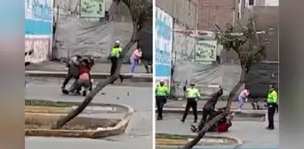 Extranjeros se enfrentan a machetazos en plena vía pública de Santa Anita Extranjeros se enfrentan a machetazos en plena vía pública de Santa Anita