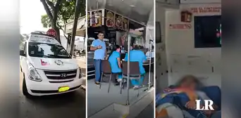 Captan a paramédicos desayunando en juguería mientras paciente espera en ambulancia en Colombia