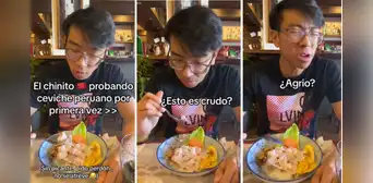 Chino prueba ceviche en Perú por primera vez y su reacción se vuelve viral: “¿Está crudo?”