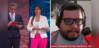 Peruano en Israel se refugia en plena entrevista en vivo tras alerta de bombardeo