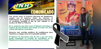 5y6 de La Rinconada: se suspenden las carreras del 15 de octubre por el fallecimiento de María Alejandra Bruzual