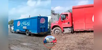 Chofer de Pepsi ayuda a Coca Cola a salir de lodazal y usuarios afirman: “Hasta los titanes tienen empatía” Chofer de Pepsi ayuda a Coca Cola a salir de lodazal y usuarios afirman: “Hasta los titanes tienen empatía”