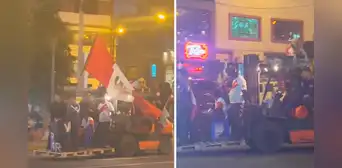 Hinchas recorren las calles en maquinaria pesada para alentar a Perú previo al partido contra Argentina