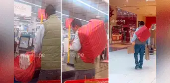 Hombre va a supermercado de CUSCO y lleva sus compras en una queperina para evitar usar bolsa plástica Hombre va a supermercado de CUSCO y lleva sus compras en una queperina para evitar usar bolsa plástica