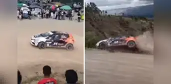 Rally Caminos del Inca 2023: auto de piloto Gustavo Vilcapoma se salva de caer a un abismo