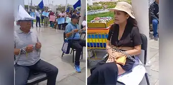 Huelga docente: catedráticos de Universidad Nacional de Trujillo se encadenan en plaza de Armas Huelga docente: catedráticos de Universidad Nacional de Trujillo se encadenan en plaza de Armas