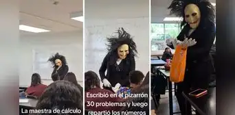 Profesora sorprende a sus estudiantes con disfraz de Billy y retos de cálculos: “Que empiece el juego”