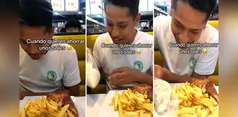 Joven va a comer pollo a la brasa, pero sorprende al sacar su bolsa de arroz: “Cuando quieres ahorrar” Joven va a comer pollo a la brasa, pero sorprende al sacar su bolsa de arroz: “Cuando quieres ahorrar”